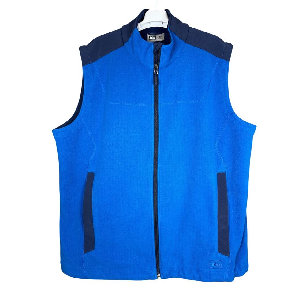REI Fleece Vest Blue Full Zip Outdoors Warm Workwear Camping Hiking Mens Size XL